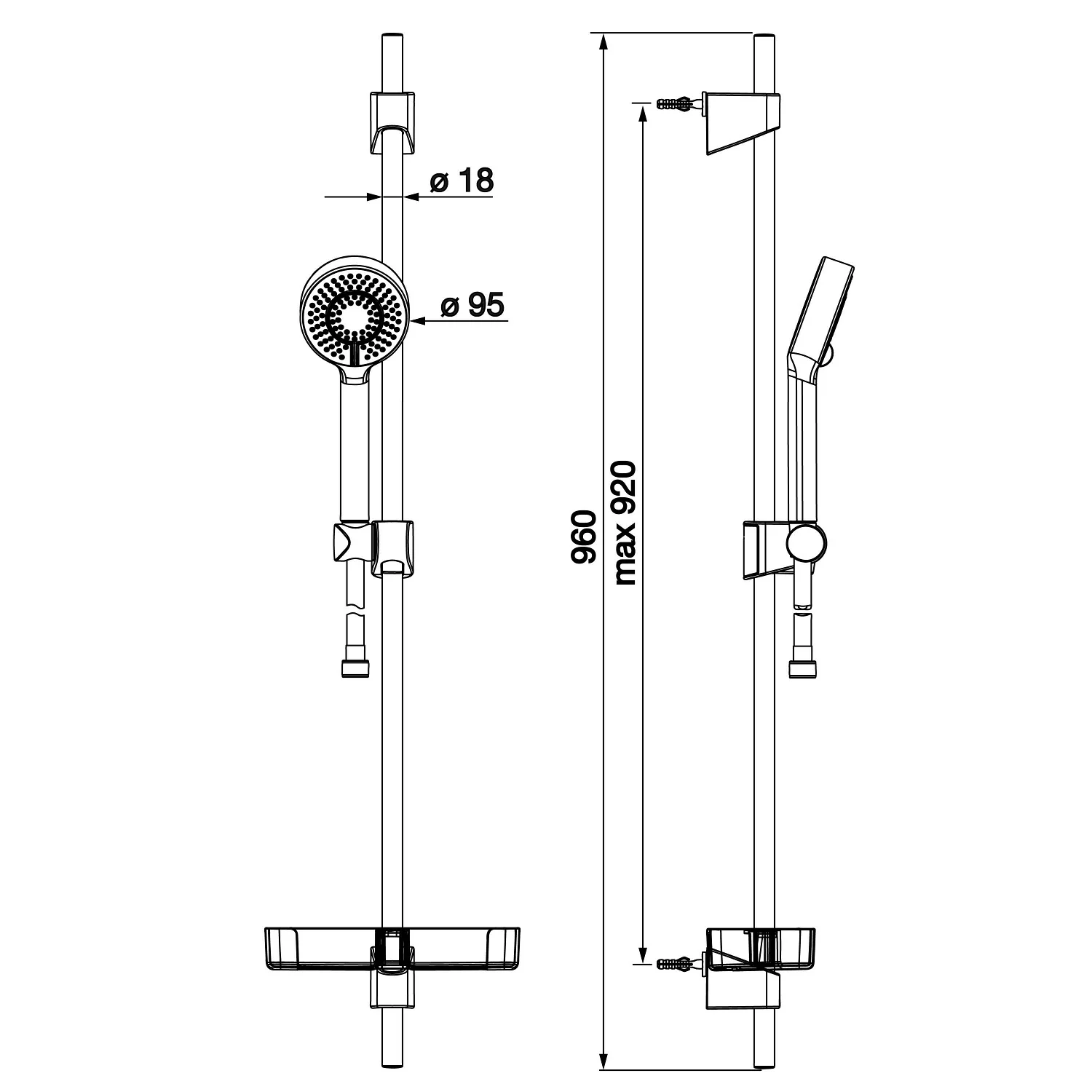 Hansa HANSABASICJET Wandstangen-Set 92 cm Bild 2