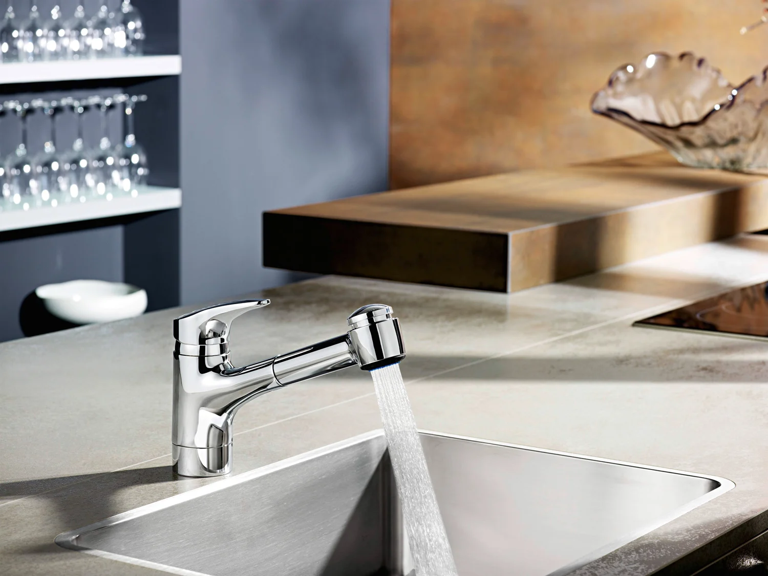 Hansa HANSAMIX Spültisch-Einhand-Einlochbatterie mit Geschirrbrause herausziehbar Bild 4