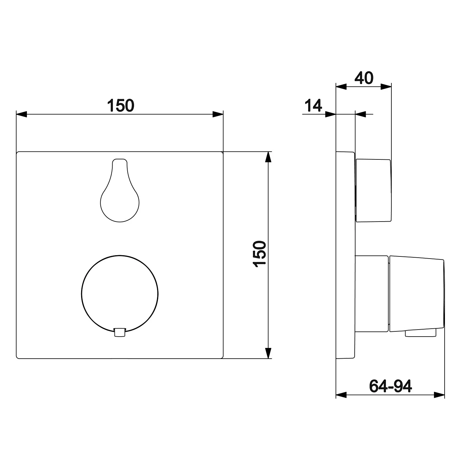 Hansa HANSALIVING Thermostat-Wannen-Funktionseinheit, eckige Rosette Bild 2