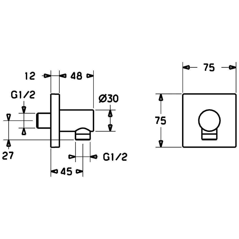 Hansa Wandanschlussbogen, eckig DN 15 Bild 2