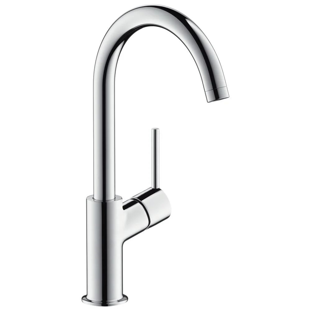 Chromowana bateria umywalkowa z wysoką wylewką, hansgrohe