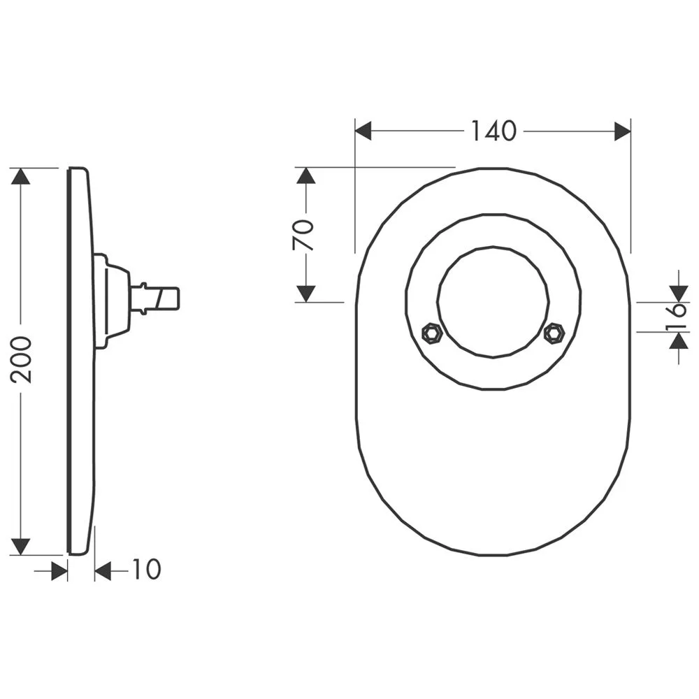 Rysunek techniczny konwersji z wymiarami, hansgrohe