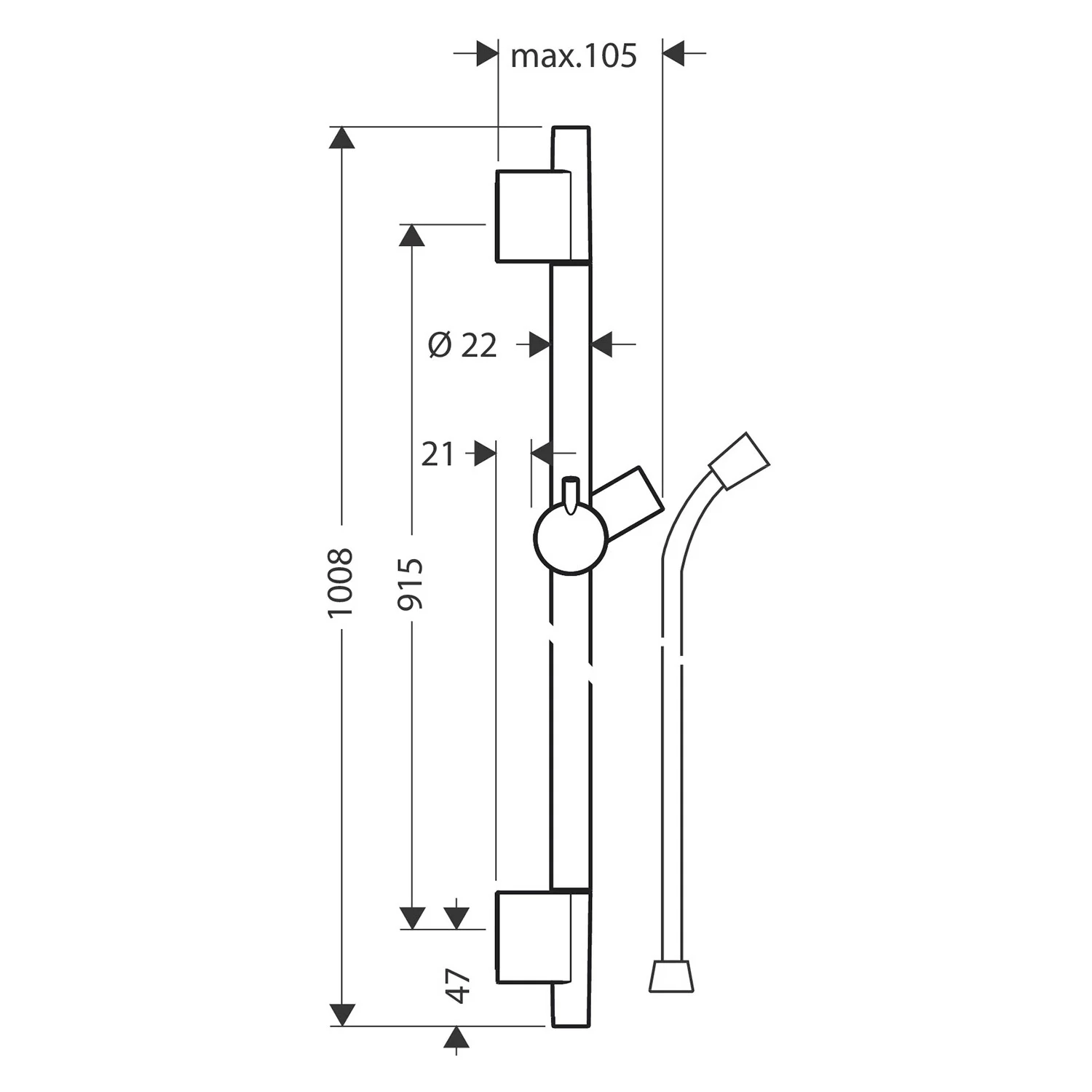 hansgrohe Unica S Puro Brausenstange 90 cm Bild 2