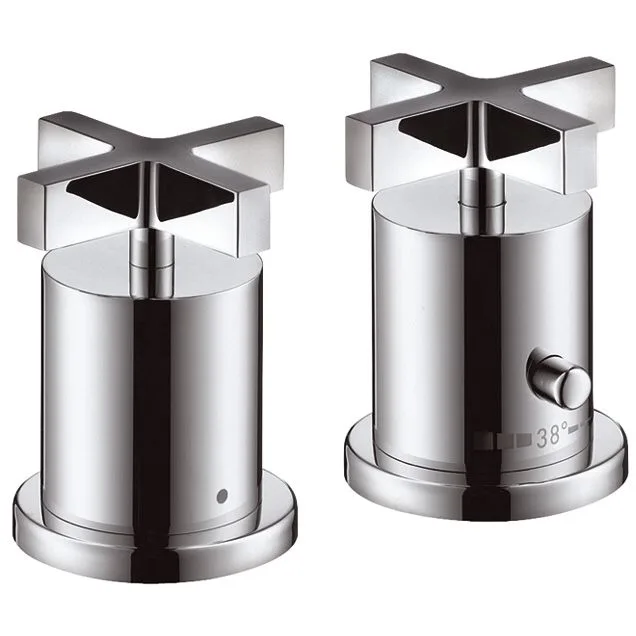 AXOR Citterio Fertigset 2-Loch Thermostat Kreuzgriffe Wannenrandmontage