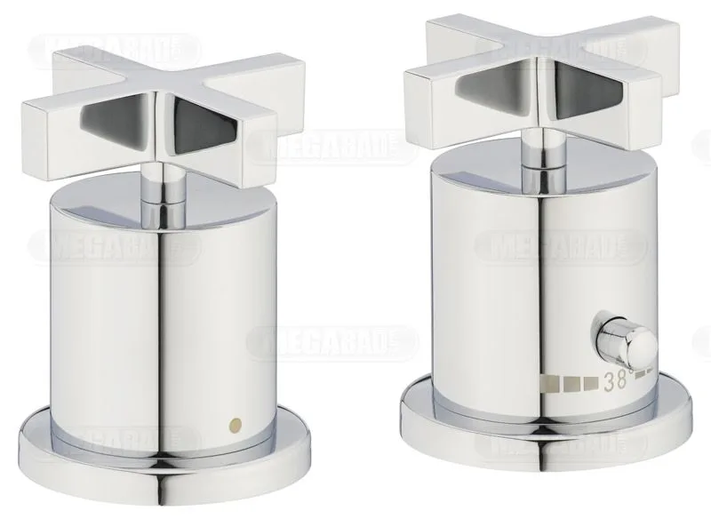 AXOR Citterio Fertigset 2-Loch Thermostat Kreuzgriffe Wannenrandmontage