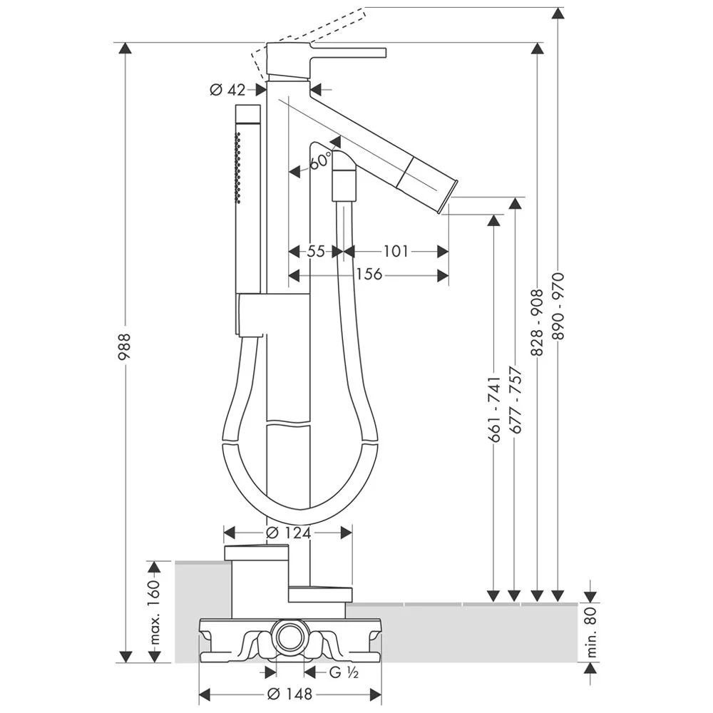 AXOR Starck Einhebel-Wannenmischer für Bodenmontage Bild 3