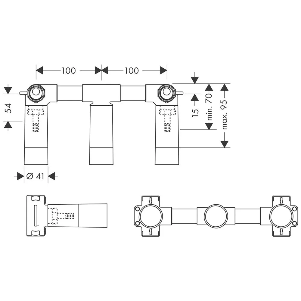hansgrohe Grundkörper für 3-Loch Waschtisch Wandarmatur Bild 2