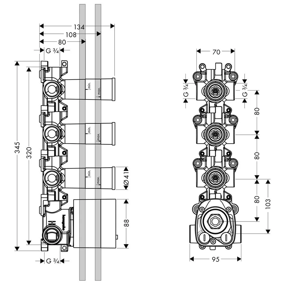 AXOR Starck Grundset für Thermostatmodul DN 20 Bild 2