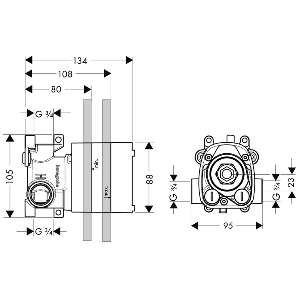 AXOR Starck Grundkörper für Thermostat Unterputz DN 20 Bild 2