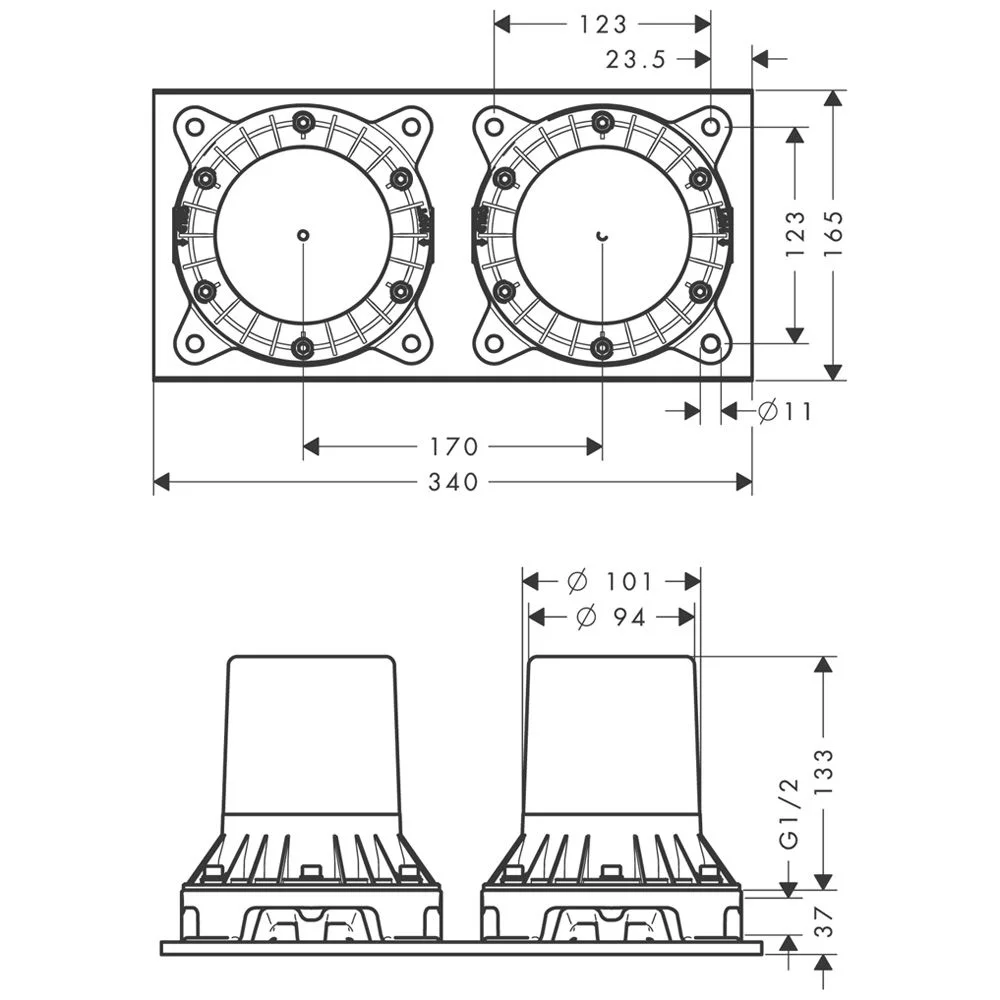 AXOR Montreux Grundkörper für Wannenarmatur Bodenmontage Bild 3