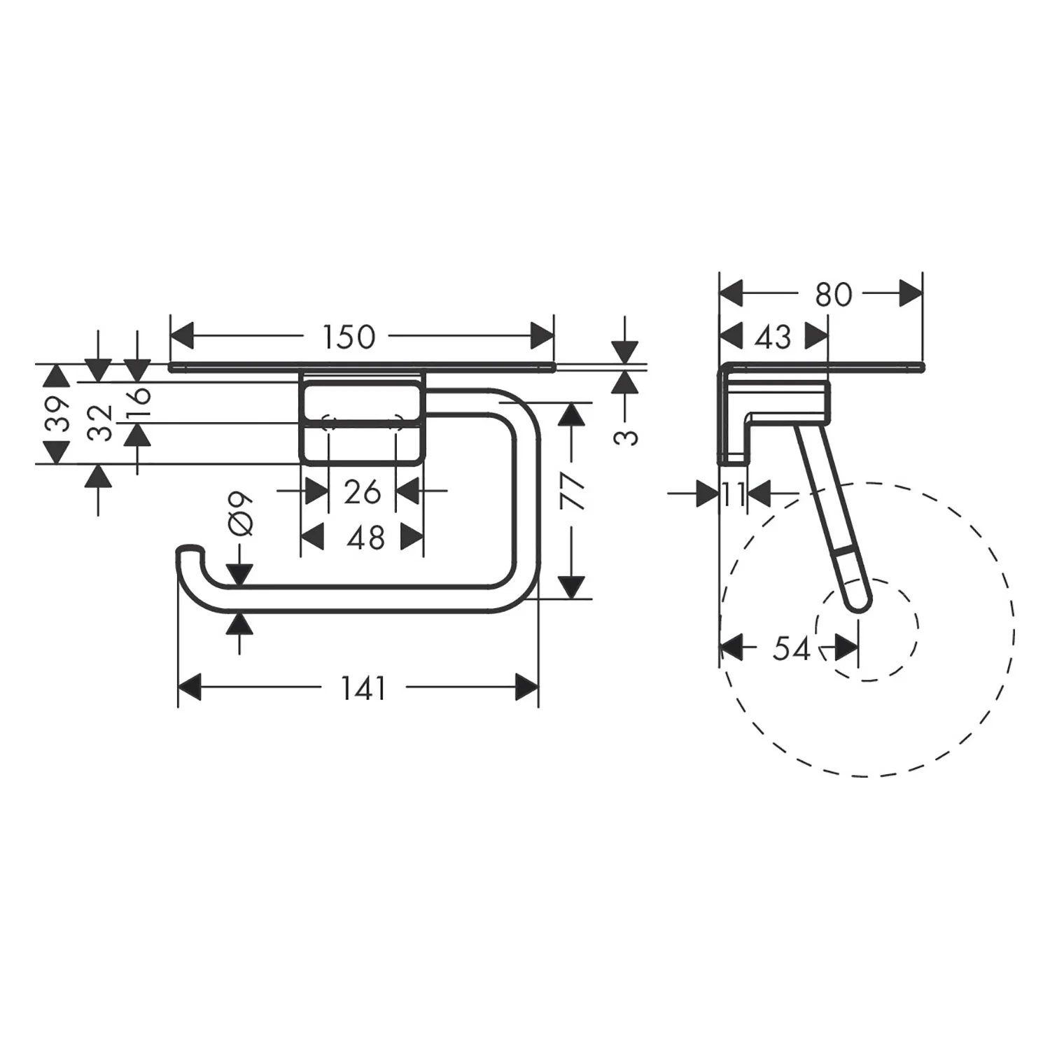 hansgrohe AddStoris Papierrollenhalter mit Ablage Bild 2