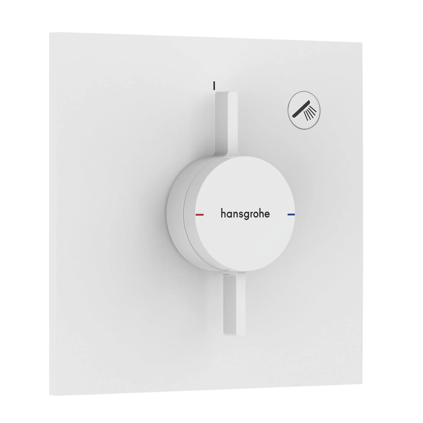 Biały mieszacz podtynkowy w widoku z przodu, hansgrohe