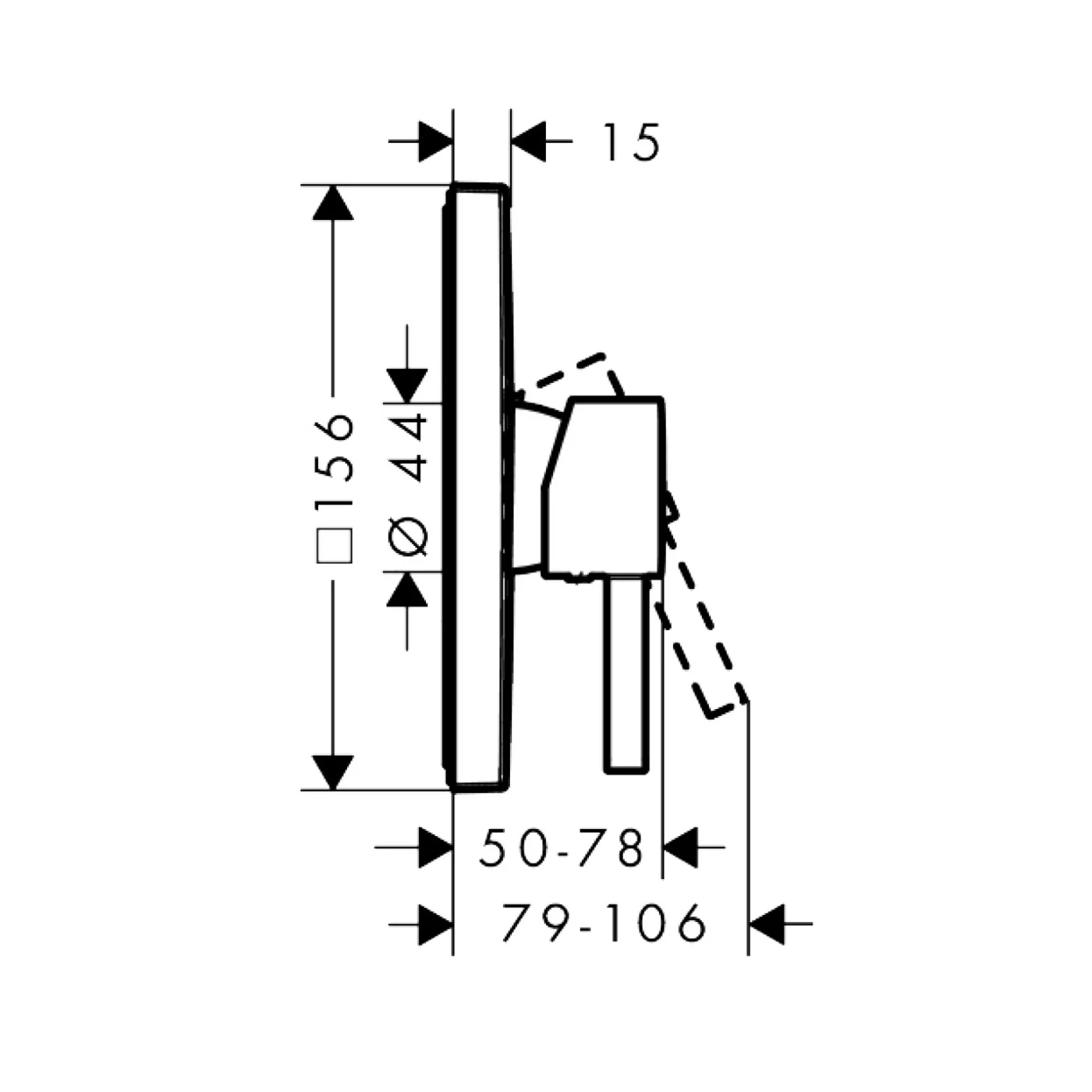 Rysunek techniczny baterii prysznicowej, hansgrohe