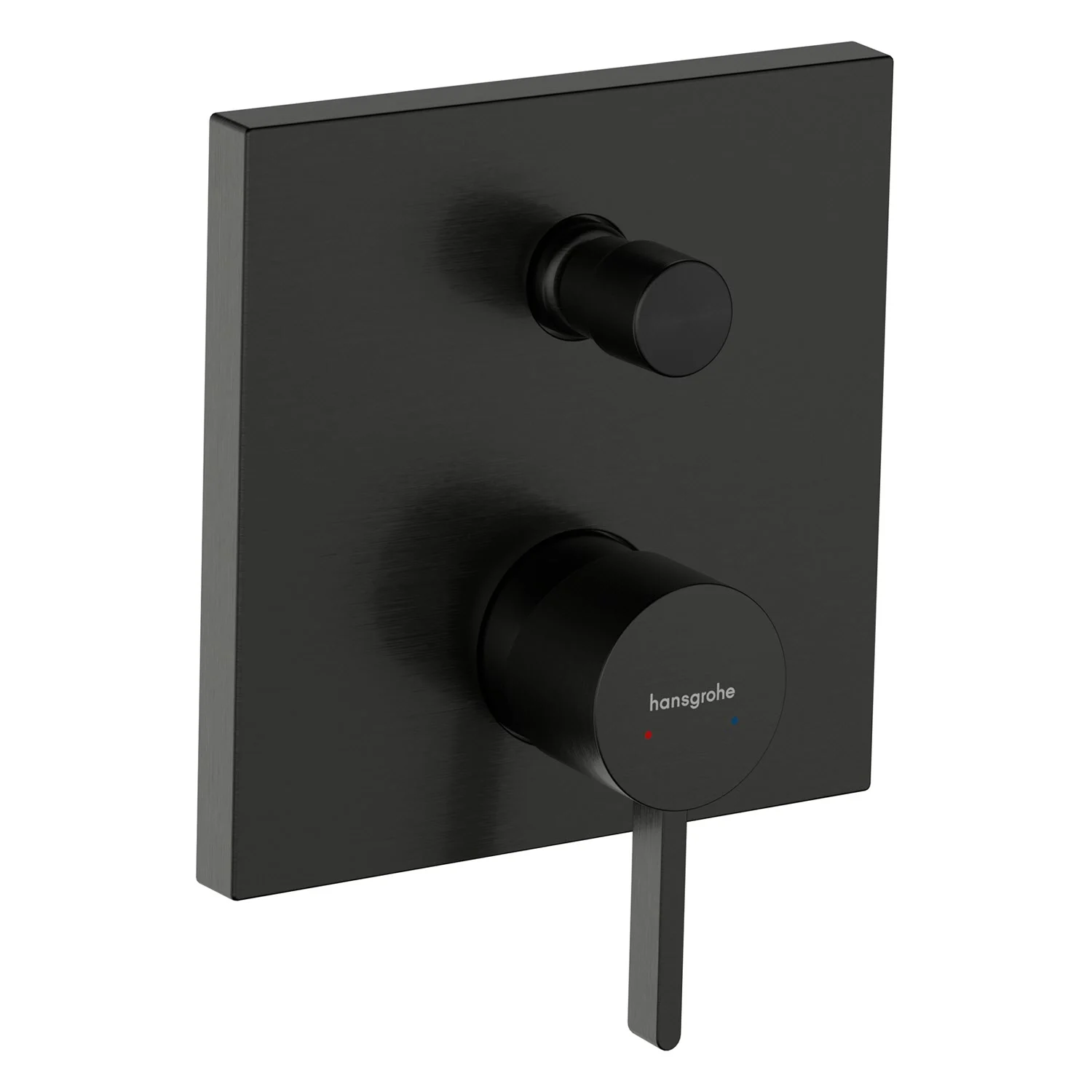 Czarna kwadratowa bateria wannowa jednouchwytowa widok z przodu, hansgrohe