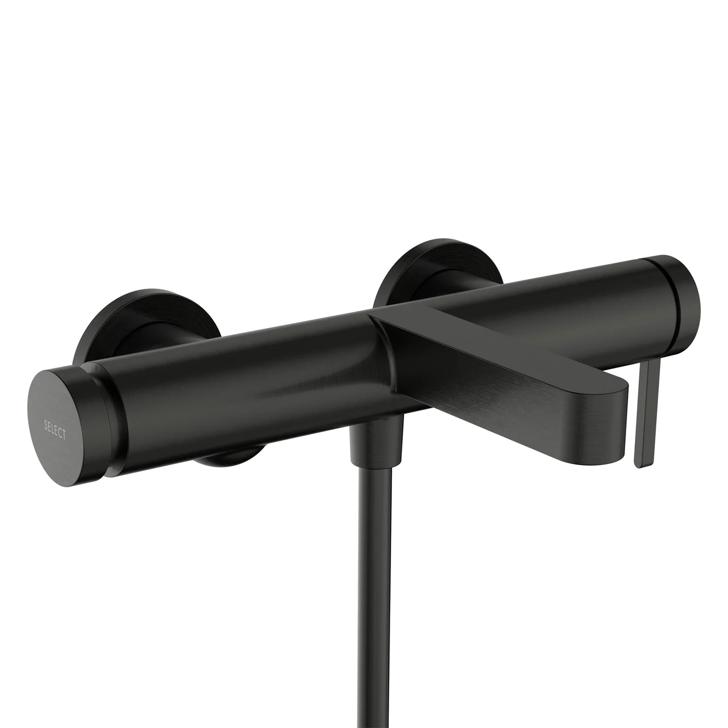 Czarna bateria wannowa jednouchwytowa widok z boku, hansgrohe