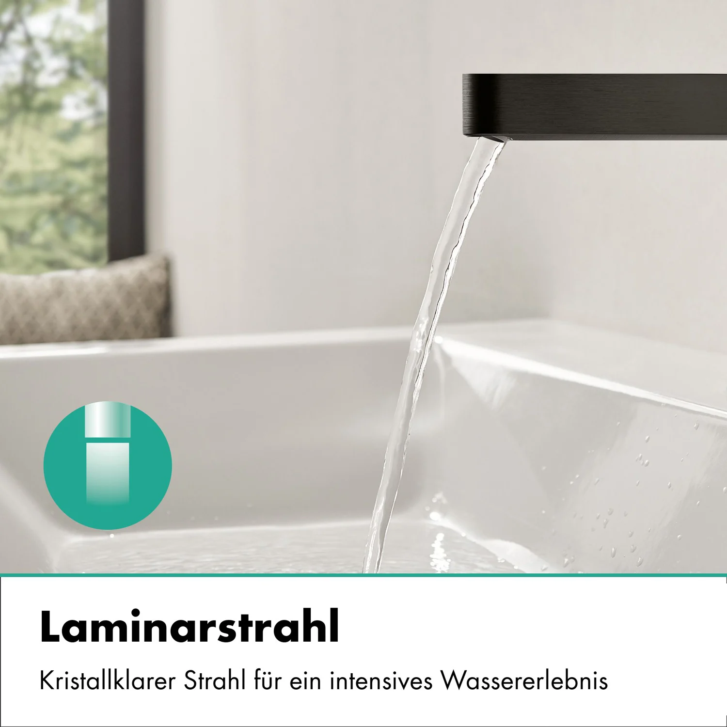 Strumień laminarny z kranu w łazience, hansgrohe