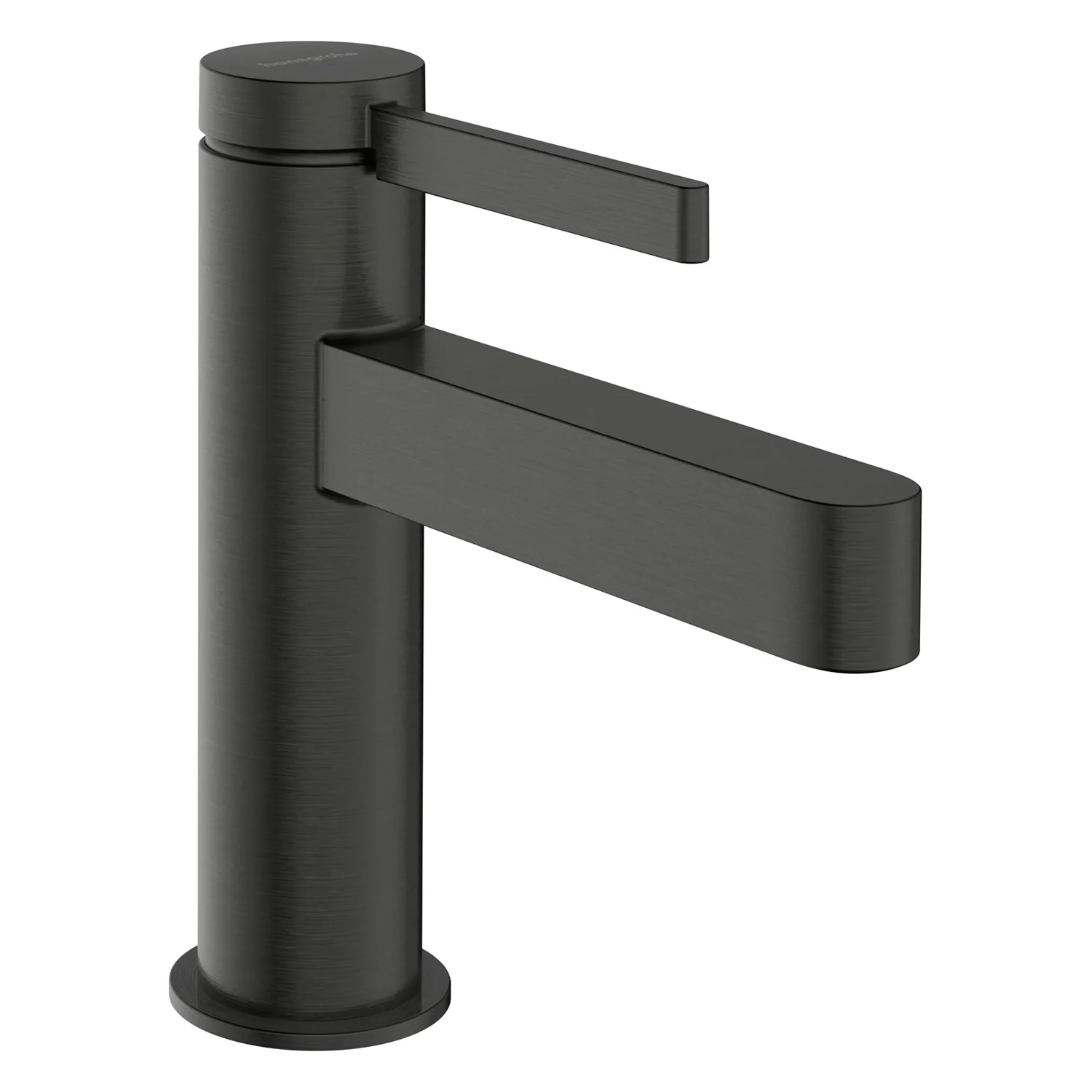 Czarny zawór stojący do umywalki widok z boku, hansgrohe