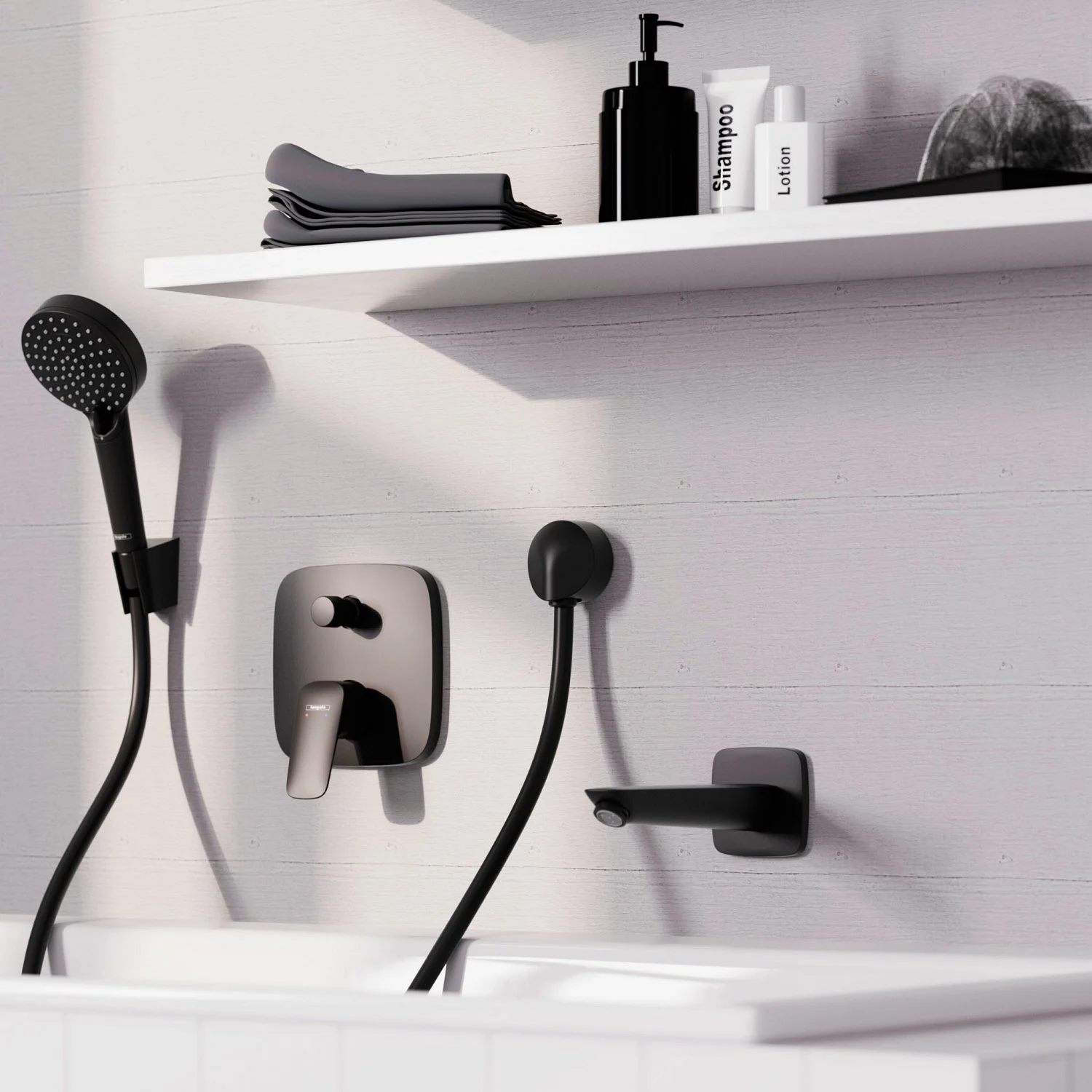 Jednouchwytowa bateria wannowa w nowoczesnej łazience, hansgrohe