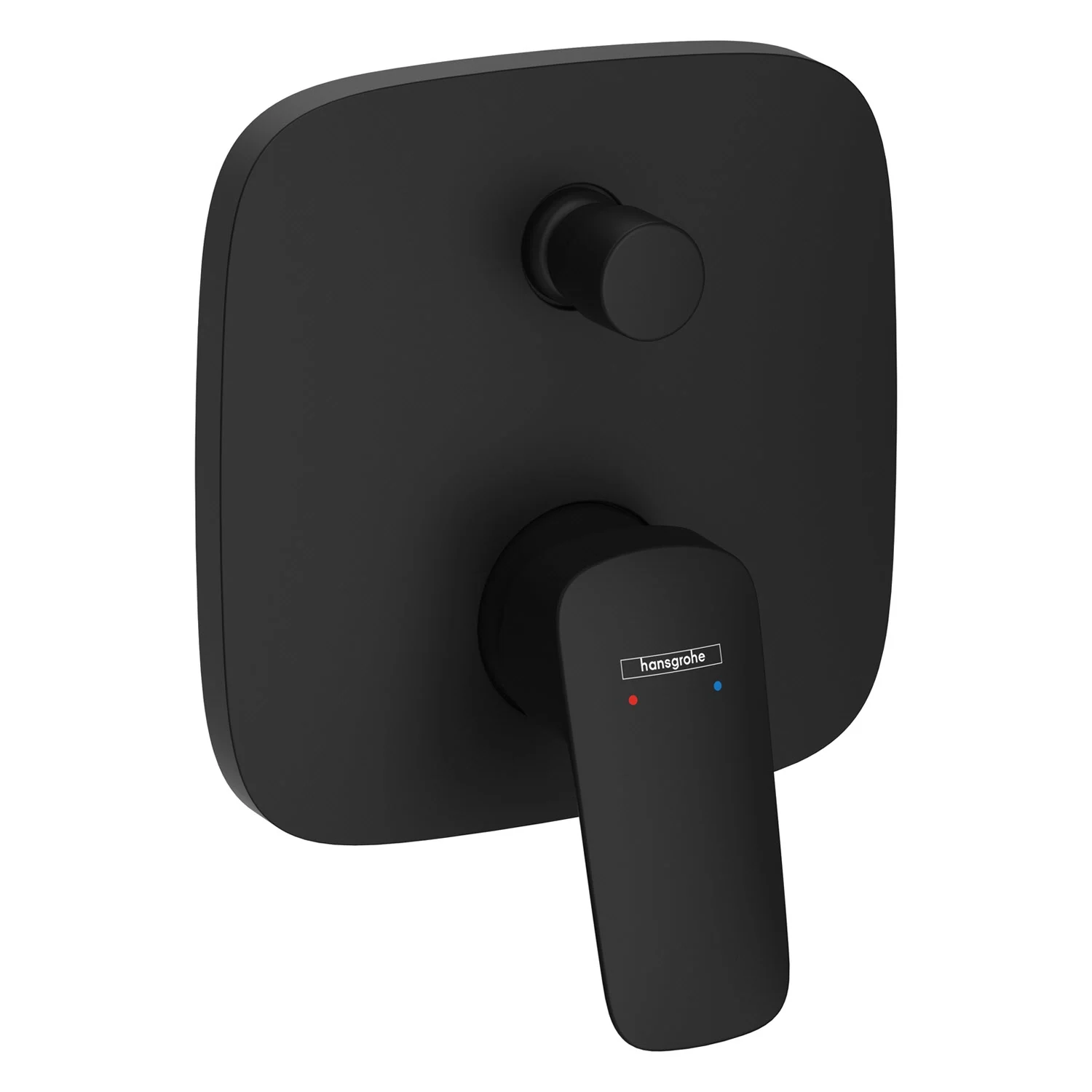 Czarna bateria wannowa jednouchwytowa widok z przodu, hansgrohe