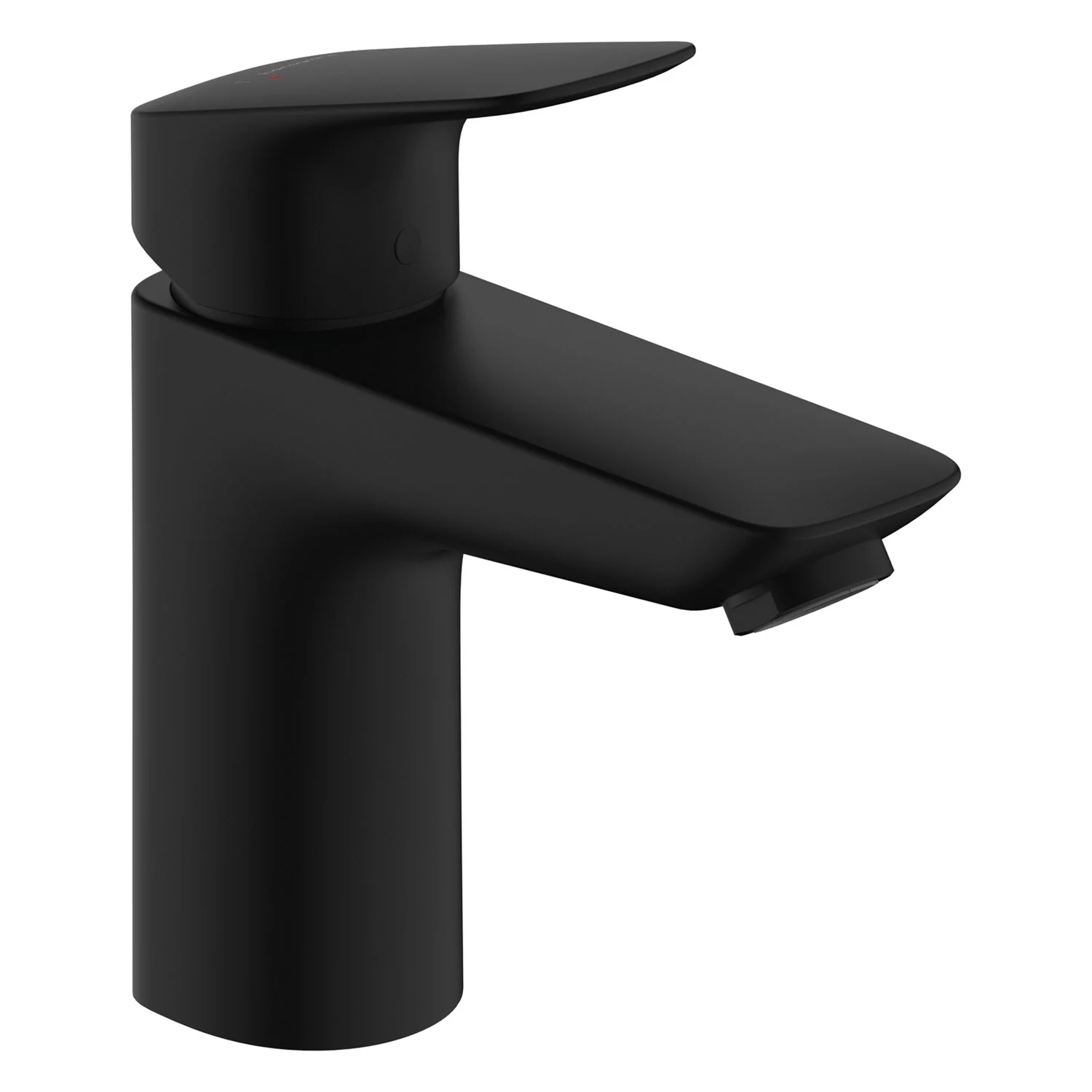 Czarna bateria umywalkowa w widoku z przodu, hansgrohe