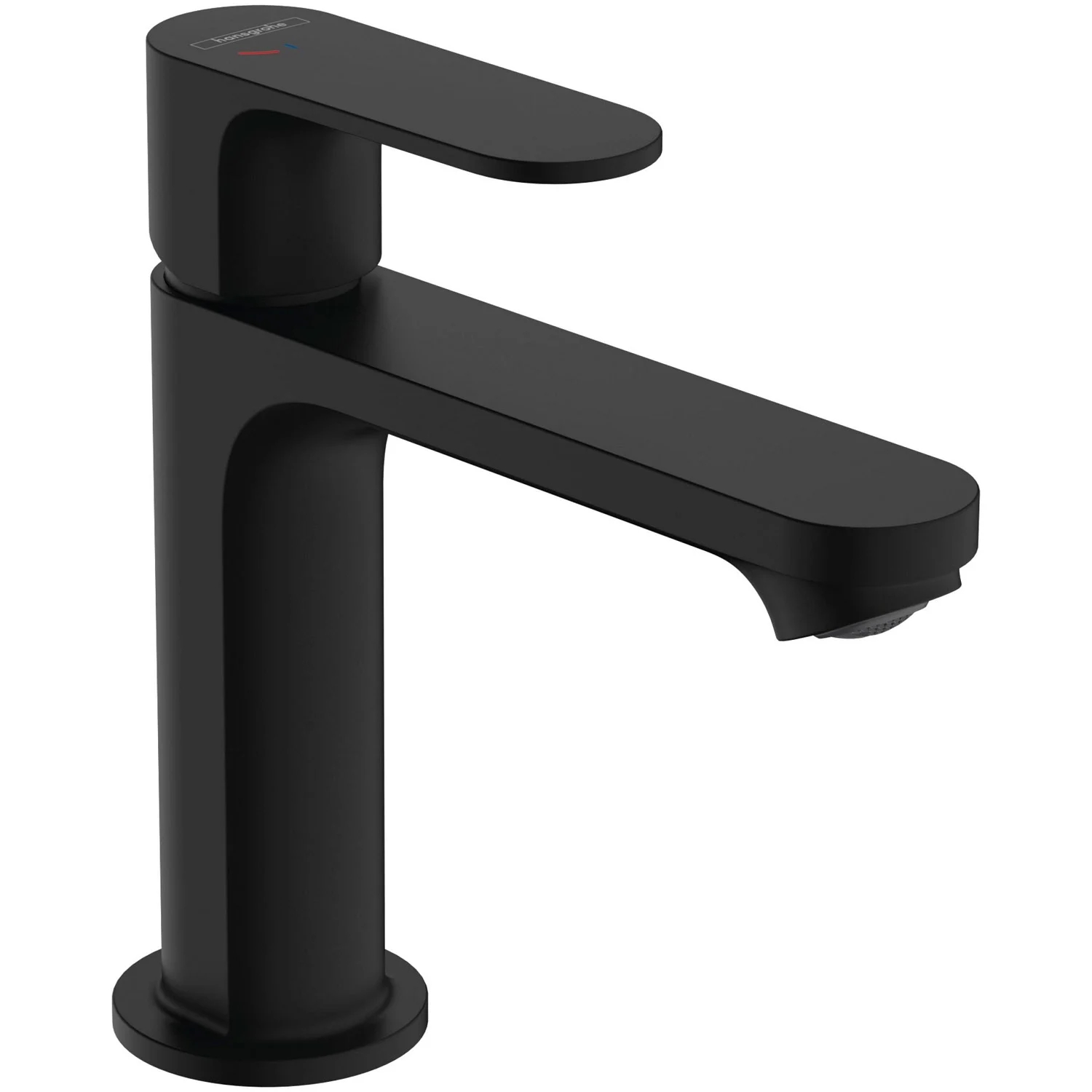 Czarna bateria umywalkowa widok z boku, hansgrohe