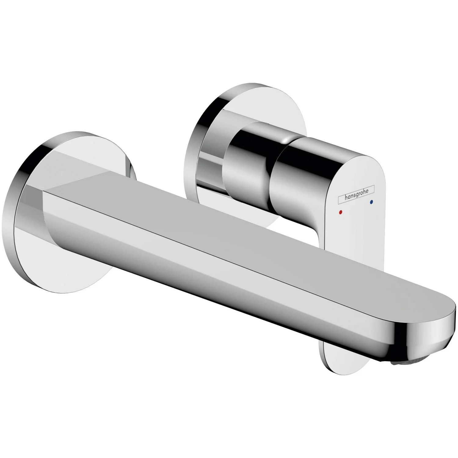 Chromowana bateria ścienna widok z boku, hansgrohe