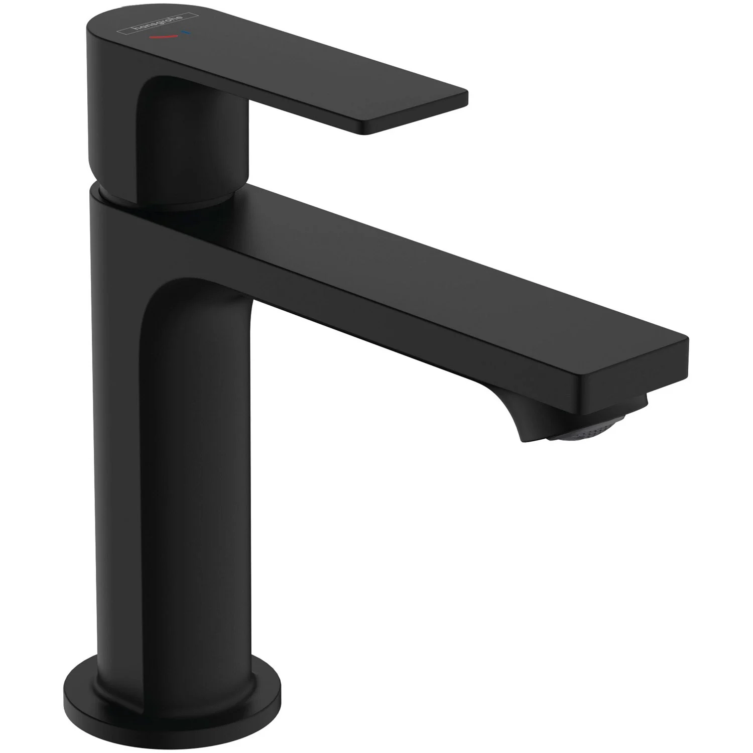 Czarna bateria umywalkowa jednouchwytowa widok z boku, hansgrohe