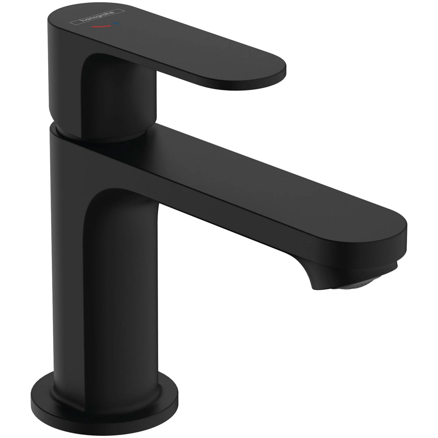 Czarna bateria umywalkowa widok z boku, hansgrohe