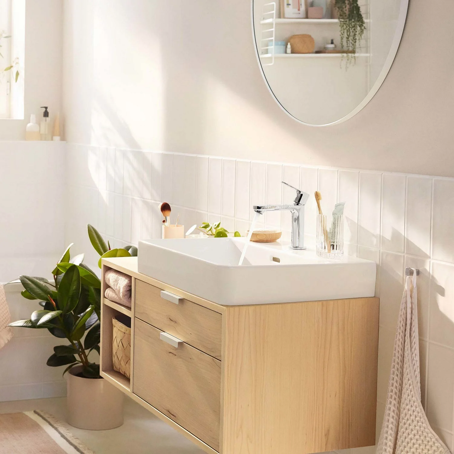 Umywalka z jednouchwytową baterią w łazience, hansgrohe