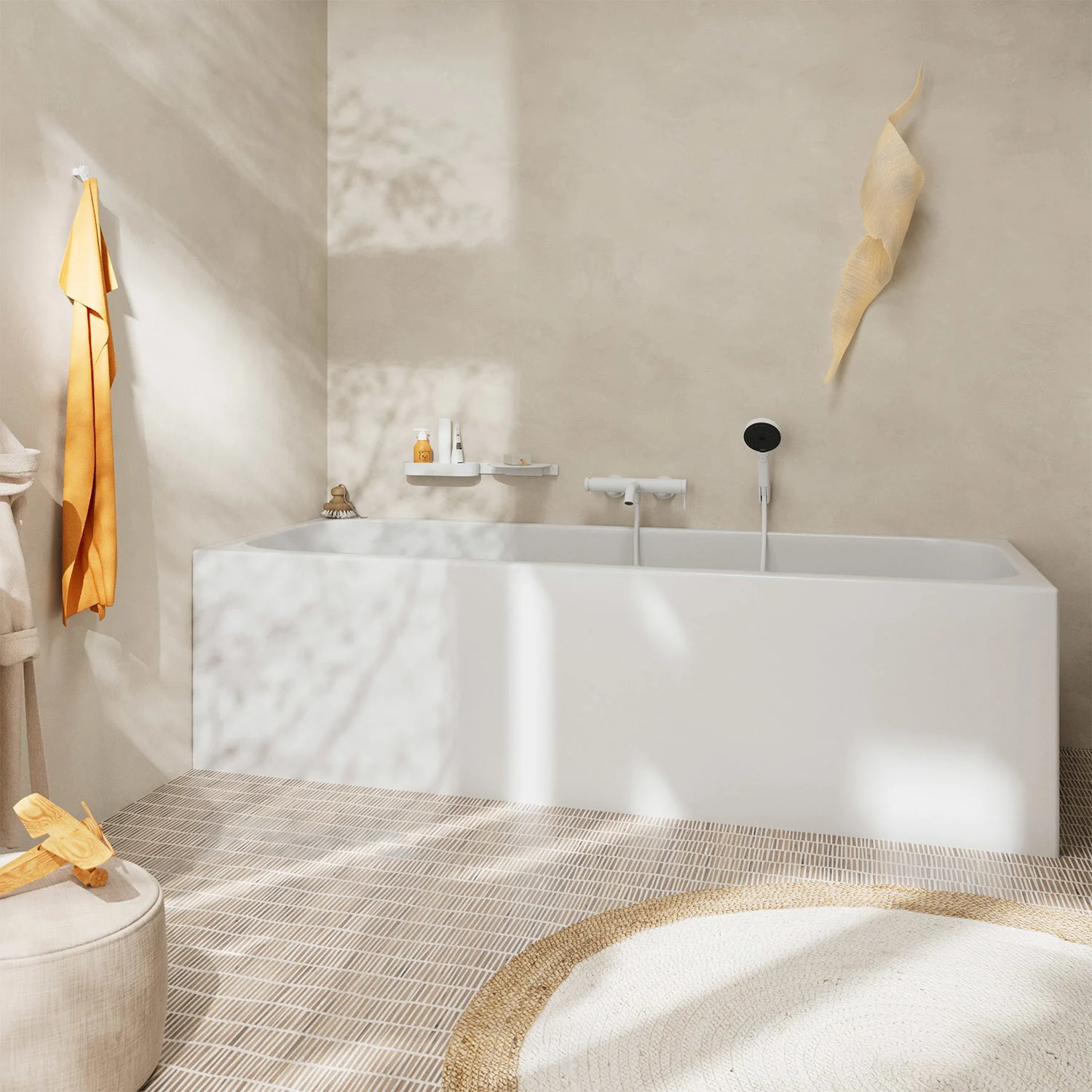 Łazienka z wanną i armaturą w widoku pokoju, hansgrohe