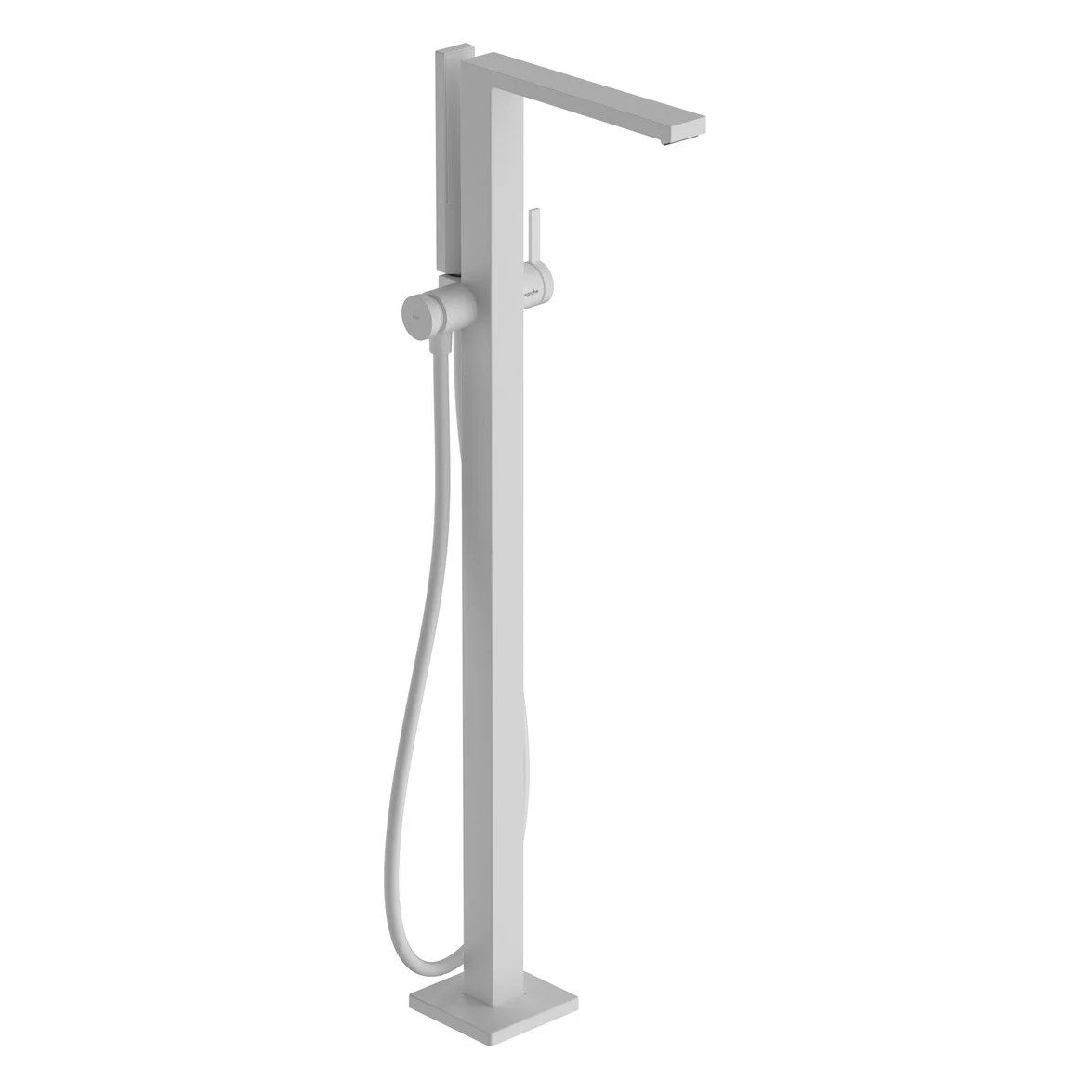 Wolnostojąca bateria wannowa w białym widoku bocznym, hansgrohe