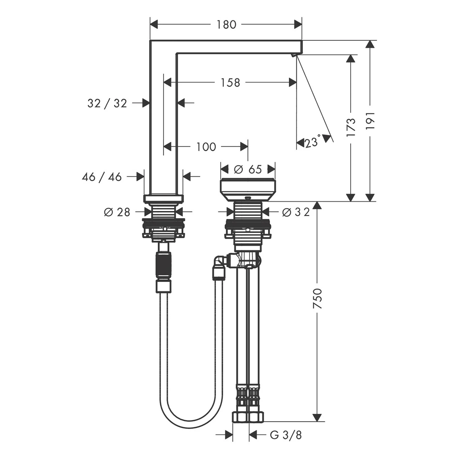 hansgrohe Tecturis E 2-Loch Waschtischarmatur 150 CoolStart wassersparend+ mit Ablaufgarnitur Bild 4
