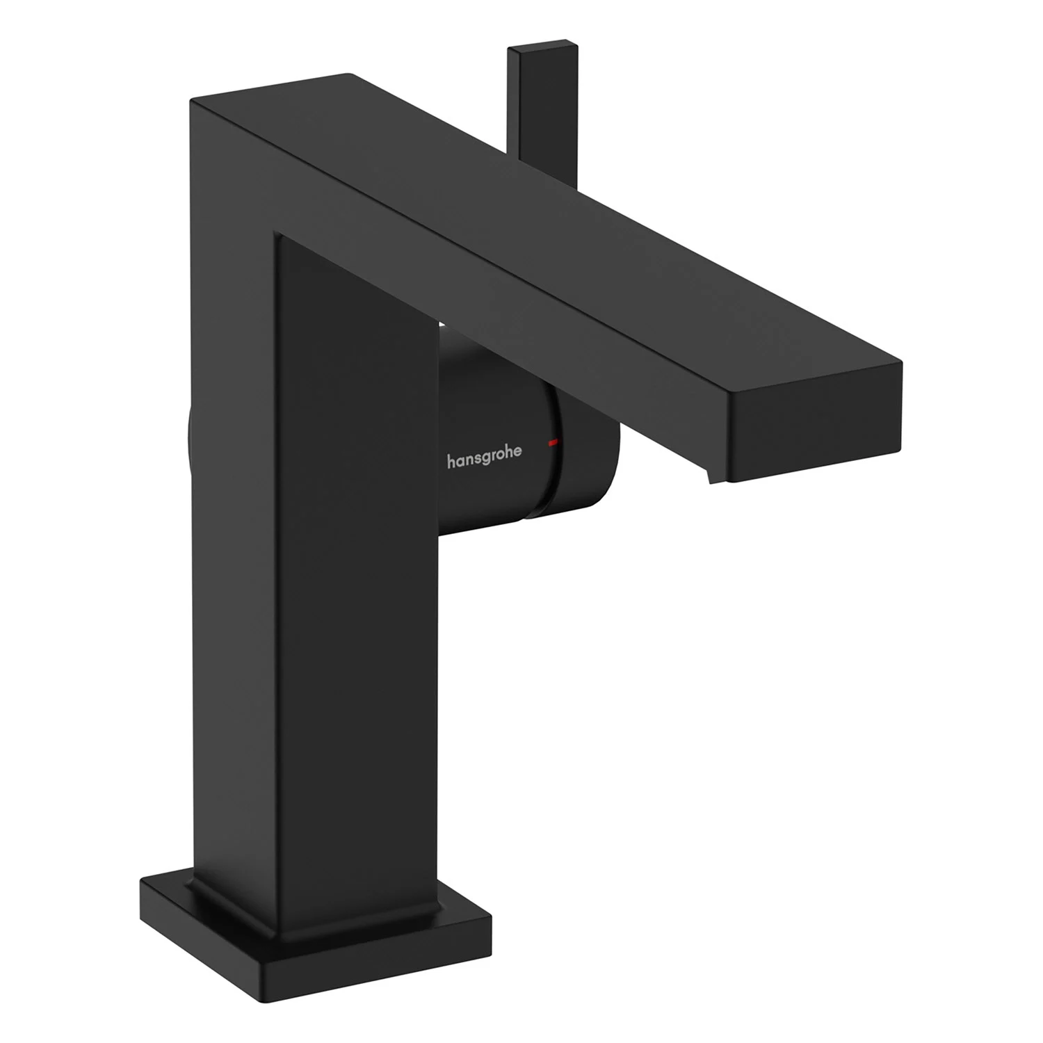 Czarna bateria umywalkowa jednouchwytowa widok z boku, hansgrohe