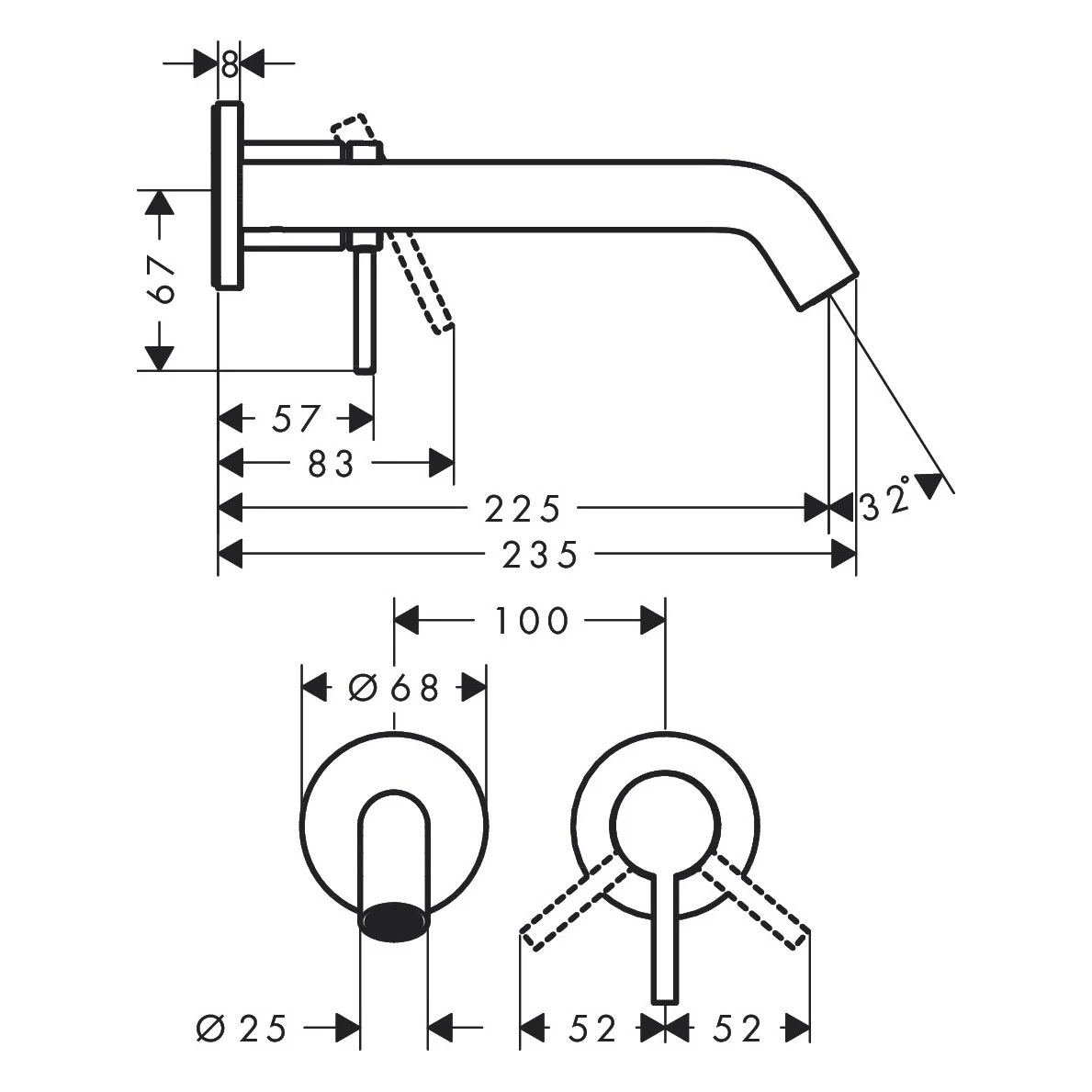 hansgrohe Tecturis S Einhebel-Waschtischarmatur Unterputz für Wandmontage mit Auslauf 22,5 cm Bild 3