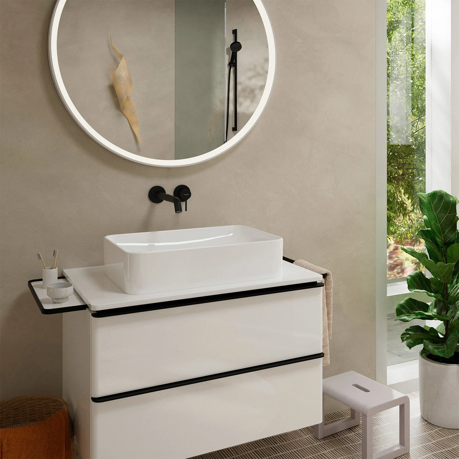 hansgrohe Tecturis S Einhebel-Waschtischarmatur Unterputz für Wandmontage mit Auslauf 22,5 cm Bild 2