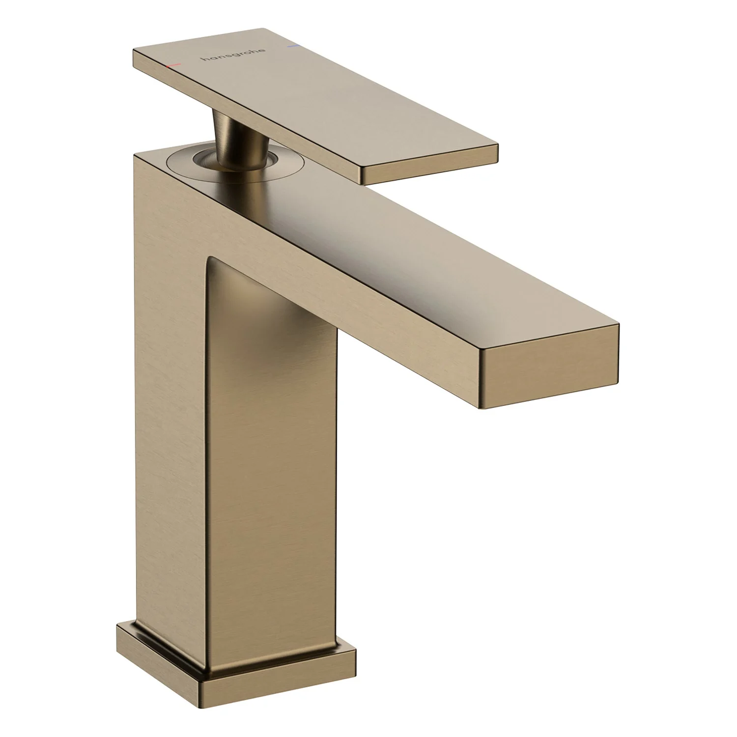 Złota bateria umywalkowa z widokiem z boku, hansgrohe