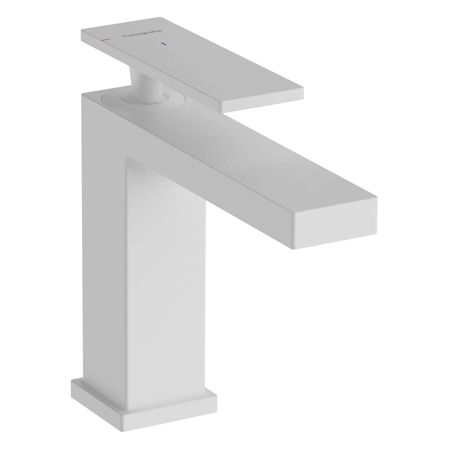 Biała bateria umywalkowa z widokiem z boku, hansgrohe