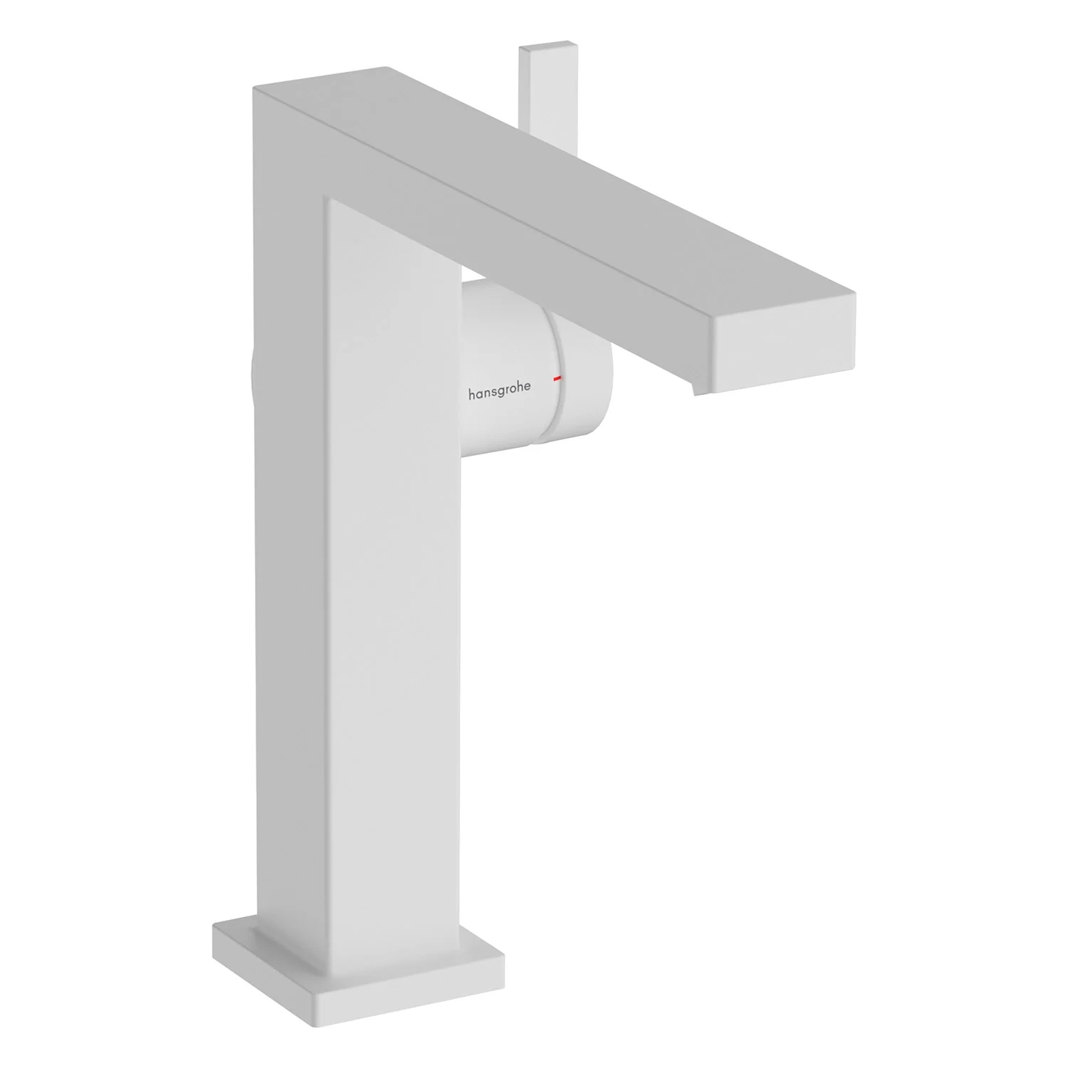 Biała bateria umywalkowa w widoku bocznym, hansgrohe