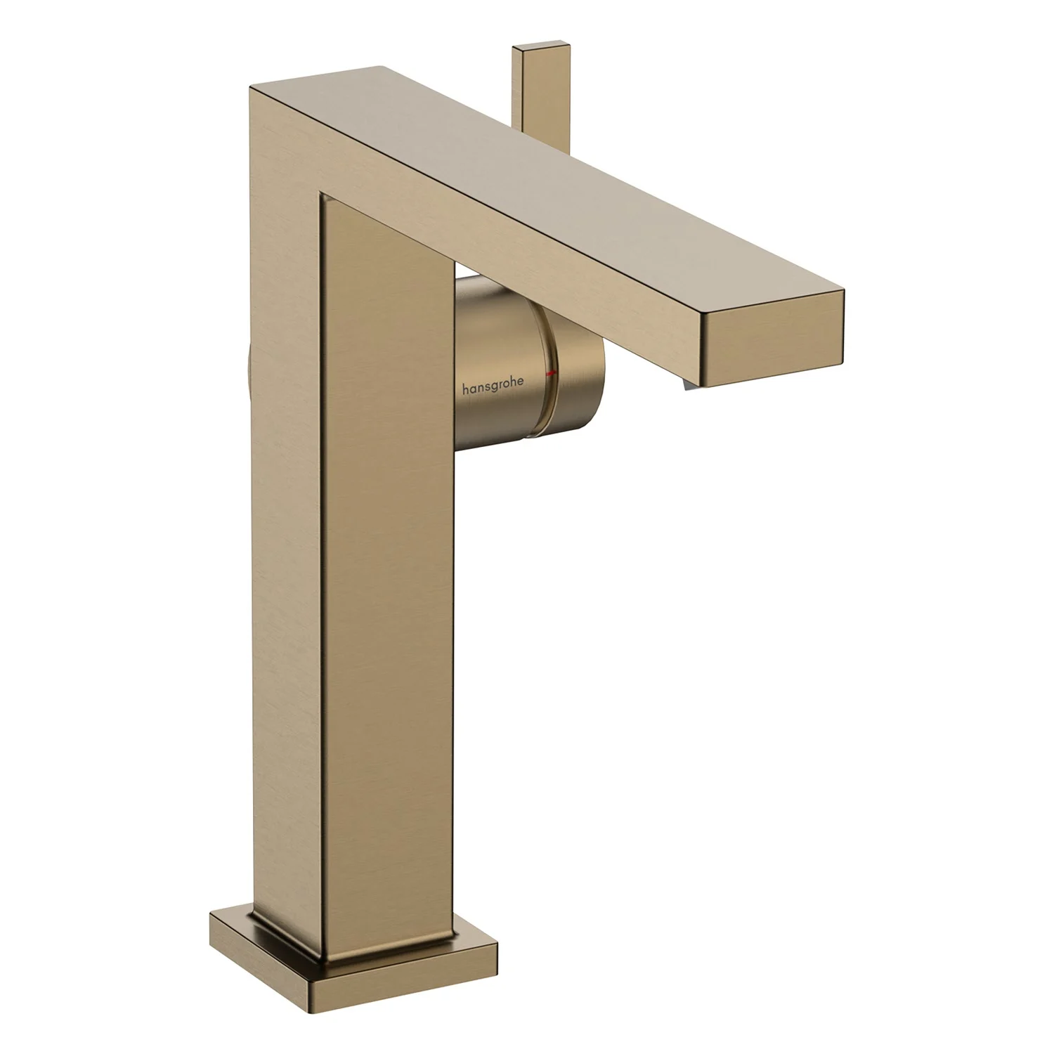 Złota bateria umywalkowa w widoku bocznym, hansgrohe