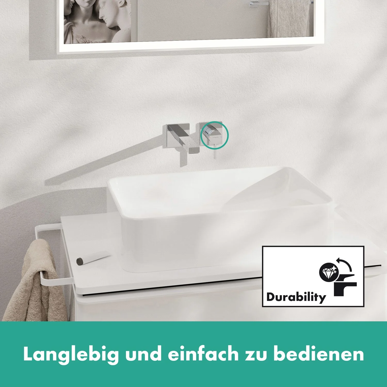 hansgrohe Tecturis E Einhebel-Waschtischarmatur Unterputz für Wandmontage wassersparend+ mit Auslauf 22,5 cm Bild 3