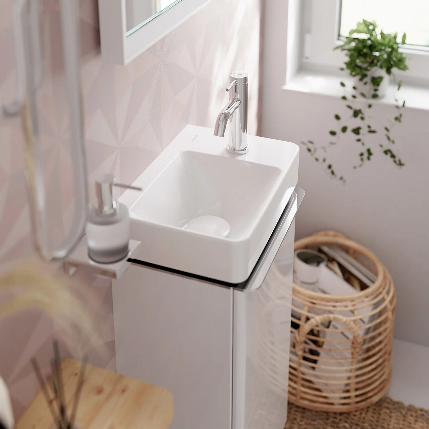 Umywalka z baterią w nowoczesnej łazience, hansgrohe