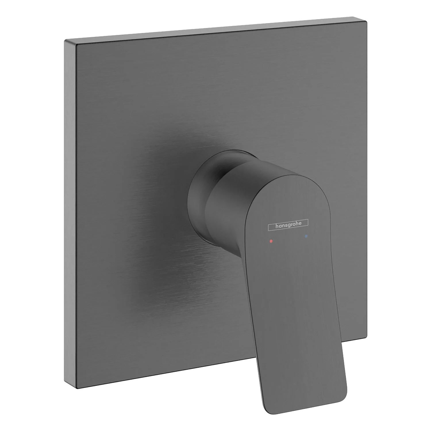 Czarna kwadratowa armatura prysznicowa widok z przodu wycięta, hansgrohe