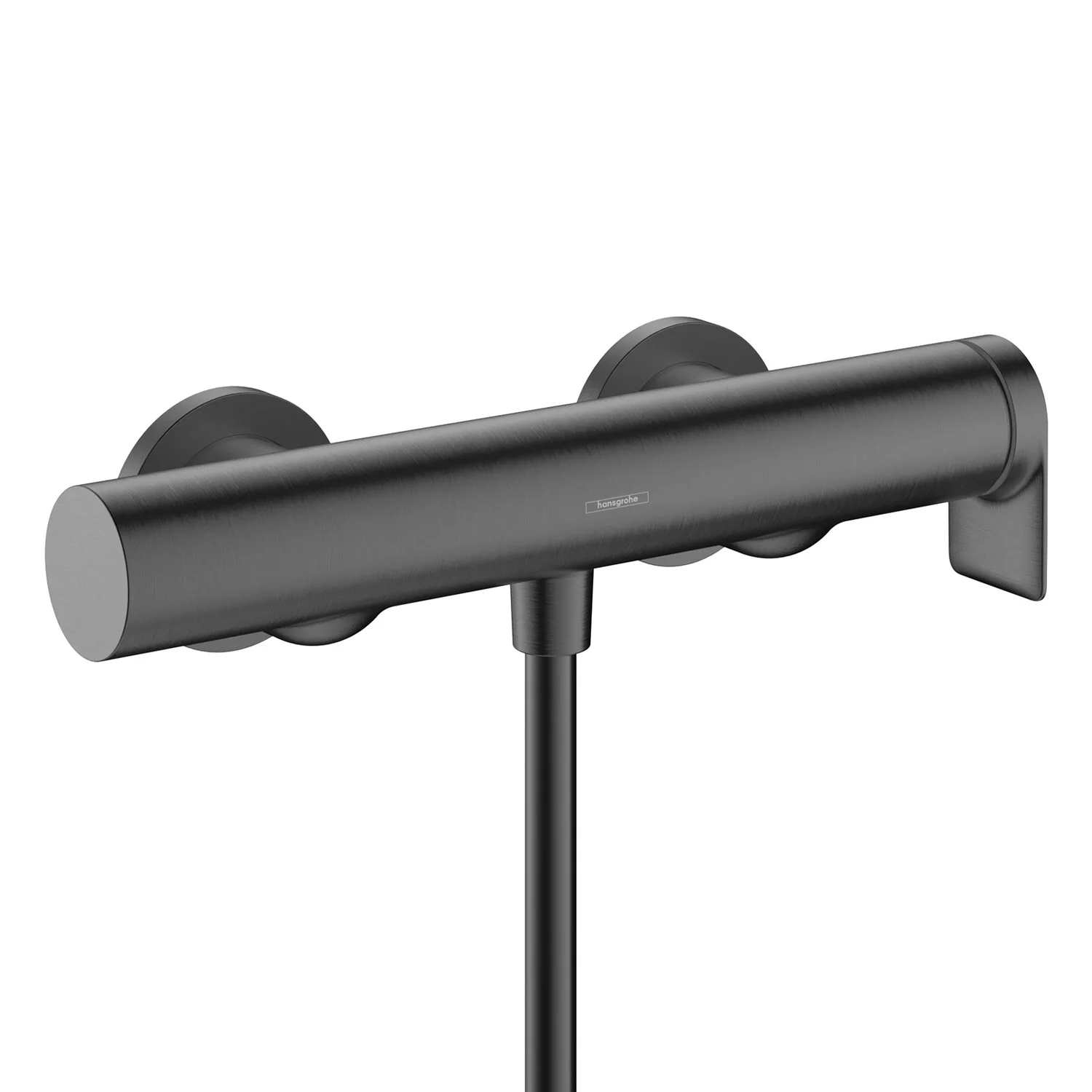 Czarna armatura prysznicowa widok z przodu wycięta, hansgrohe