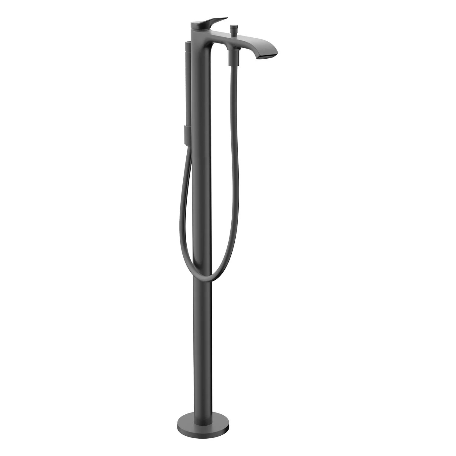 Wolnostojąca czarna bateria wannowa z prysznicem ręcznym, hansgrohe
