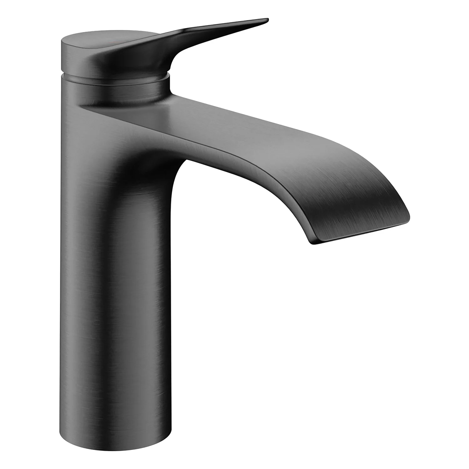 Czarny kran z widokiem z boku, hansgrohe