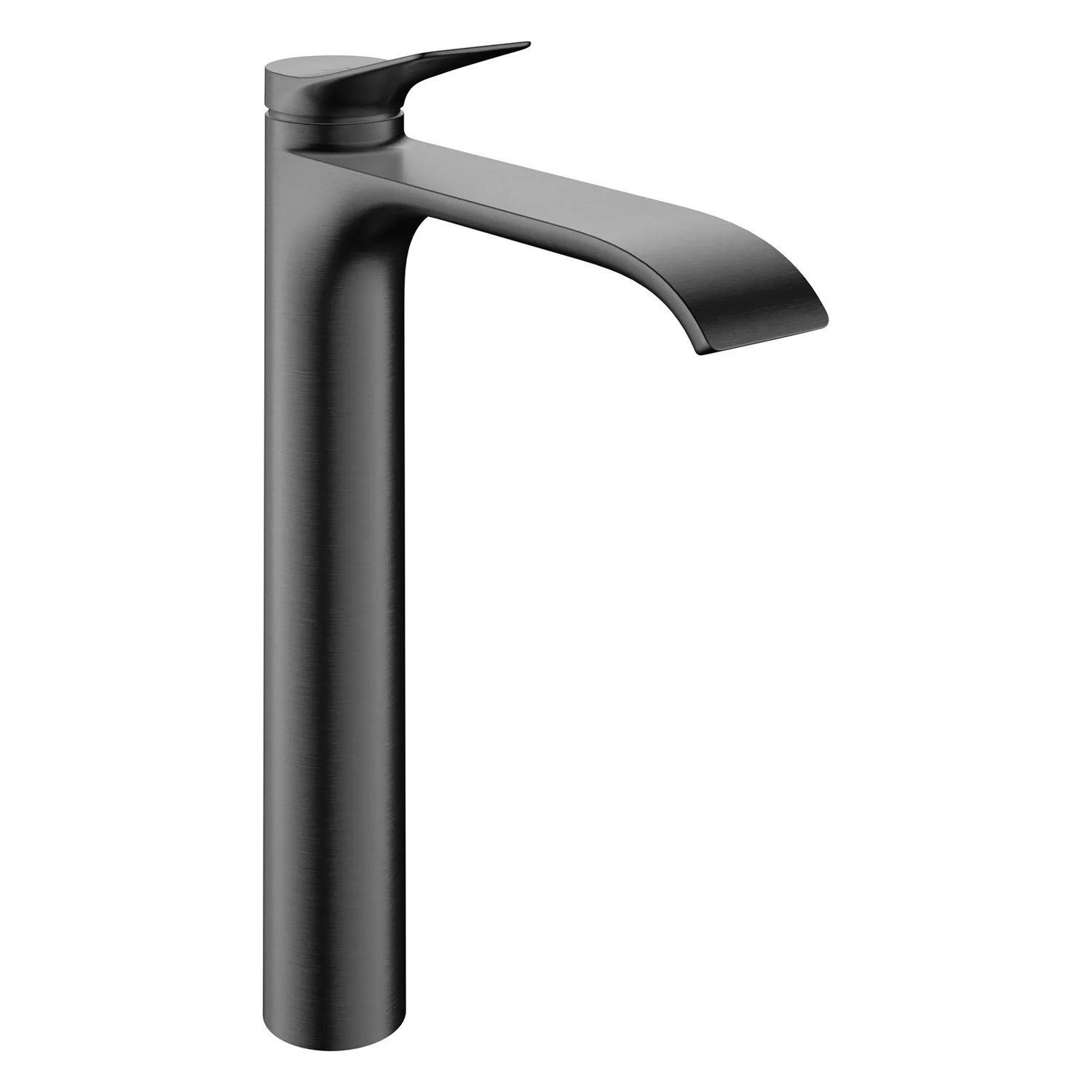 Czarny wysoki kran z widokiem z boku, hansgrohe