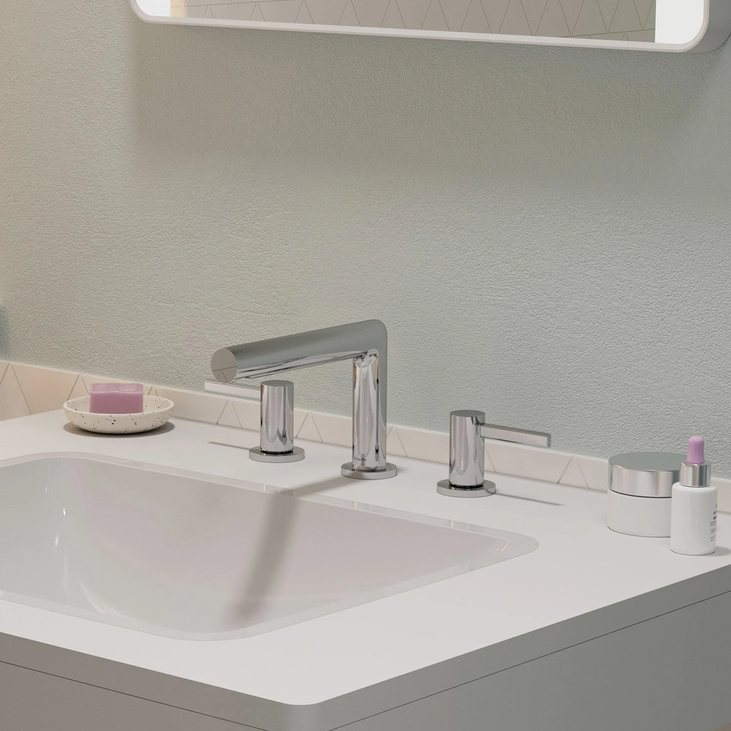 Bateria umywalkowa Hansgrohe Zesis S z 3 otworami, model 100, z zestawem odpływowym z drążkiem Zdjęcie 2