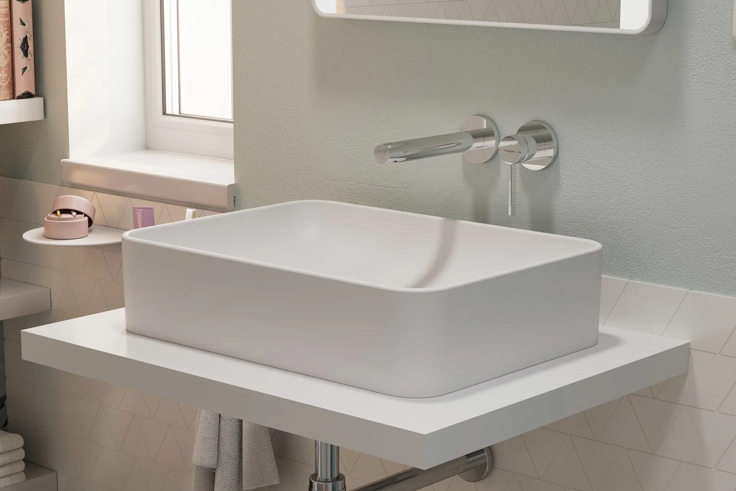 Hansgrohe Zesis S – jednouchwytkowa bateria umywalkowa podtynkowa do montażu na ścianie z wylewką o długości 19,4 cm Zdjęcie 3