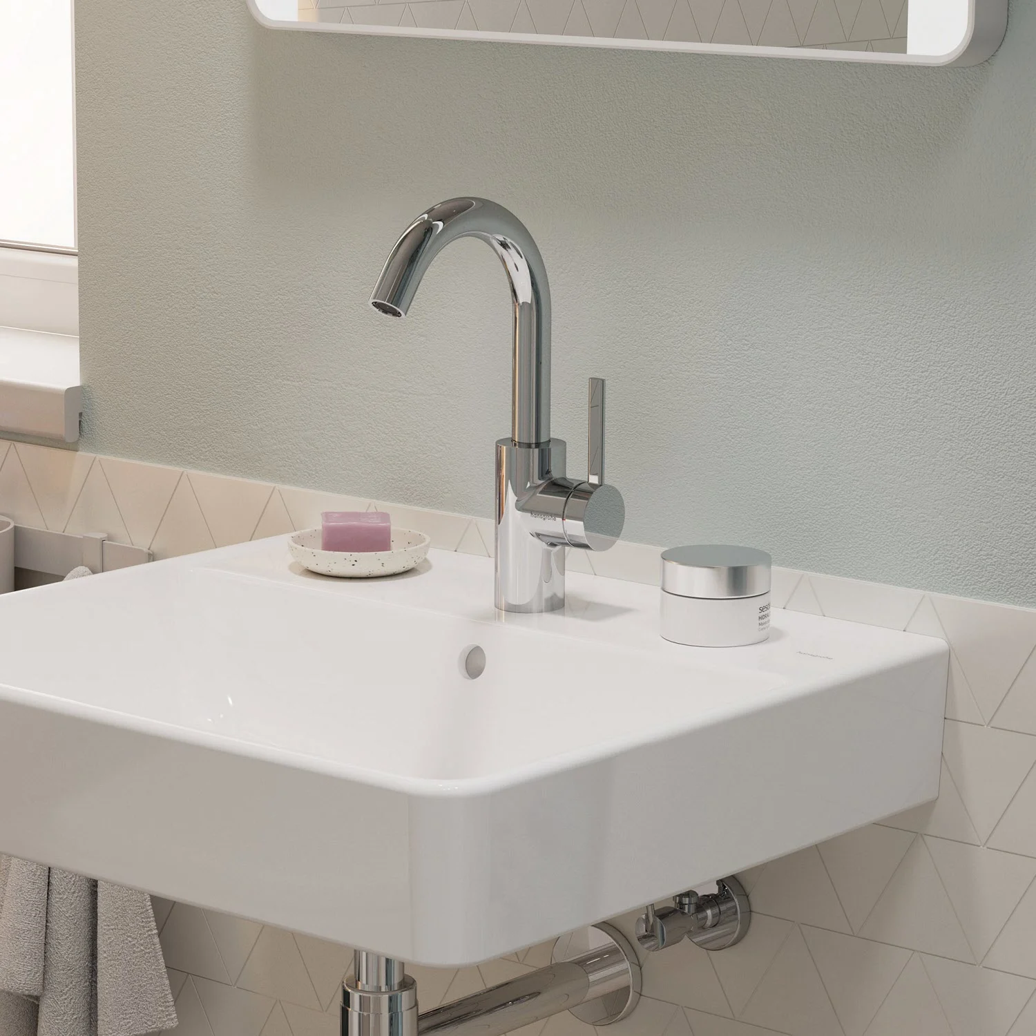 Hansgrohe Zesis S – jednouchwytkowa bateria umywalkowa 210 CoolStart z obrotową wylewką i zestawem spustowym typu „push-open” Zdjęcie 2