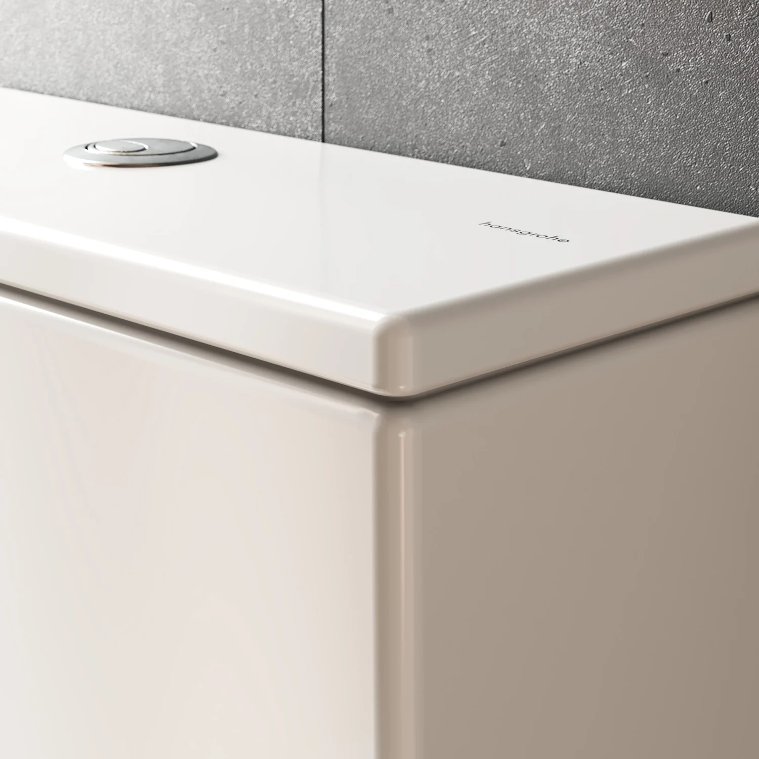 Zbliżenie spłuczki toaletowej, hansgrohe